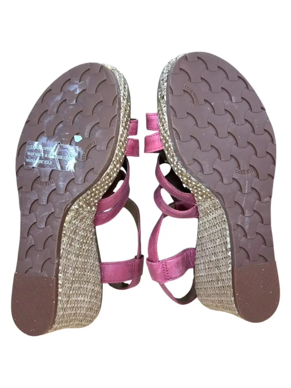 Cobb Hill Hannah Coral Pink Leather Espadrille Wedge Sandals